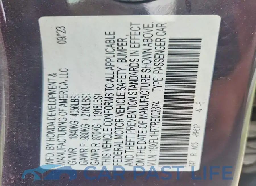 19XFL1H77RE002874# 13