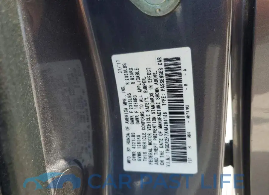 1HGCR2F7XHA264188# 12