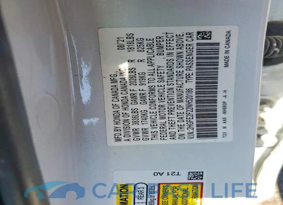 2HGFE2F22NH520186# 13