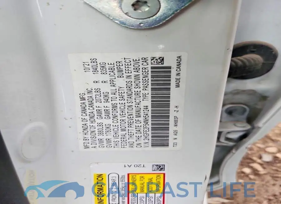 2HGFE2F54NH541244# 12