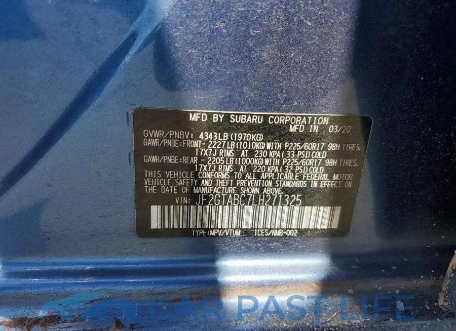 JF2GTABC7LH271325# 13