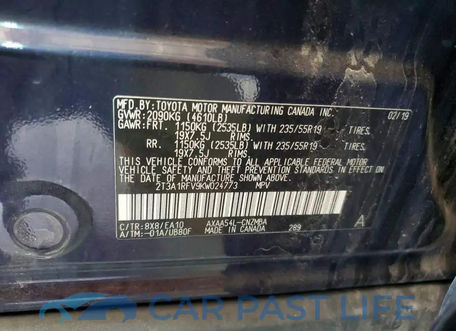 2T3A1RFV9KW024773# 14