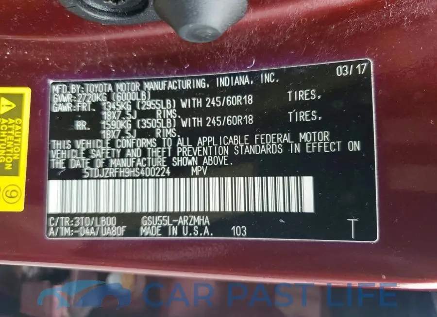 5TDJZRFH9HS400224# 13