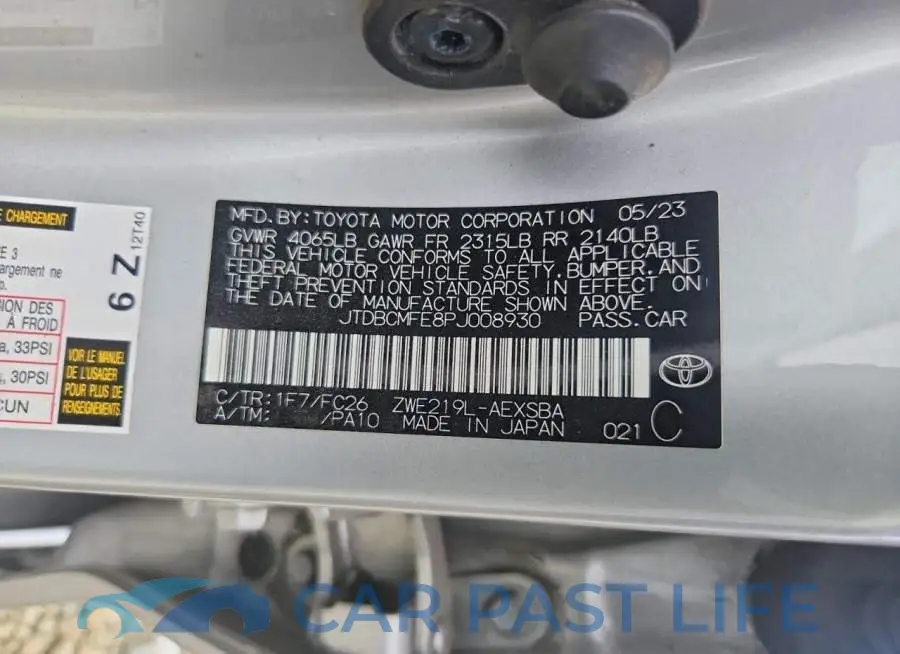 JTDBCMFE8PJ008930# 12