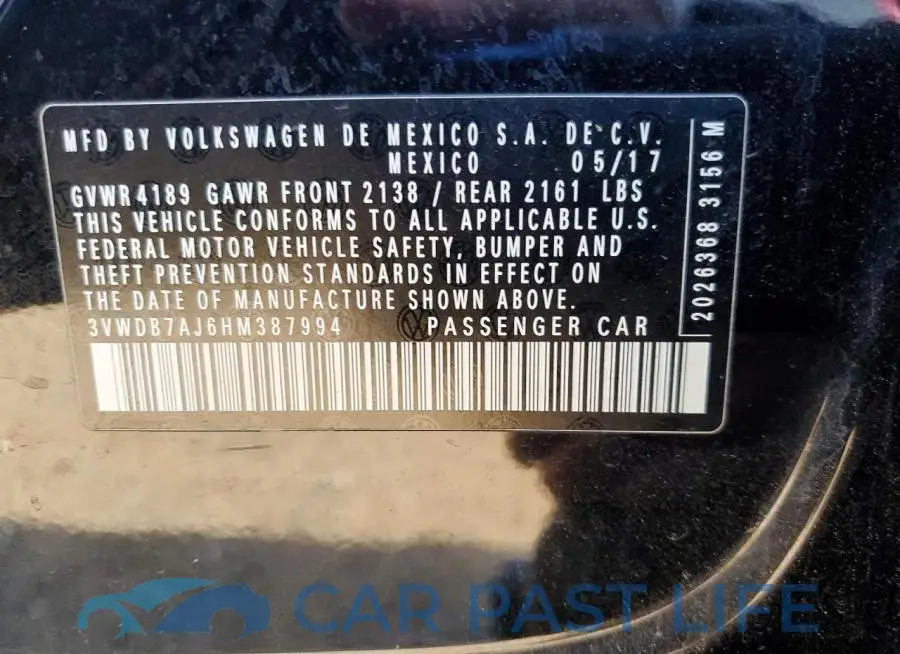 3VWDB7AJ6HM387994# 12