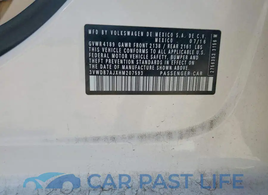 3VWDB7AJXHM207593# 12