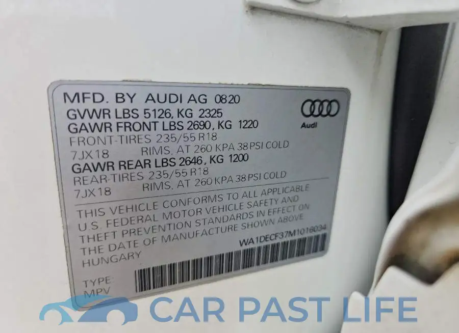 WA1DECF37M1016034# 12