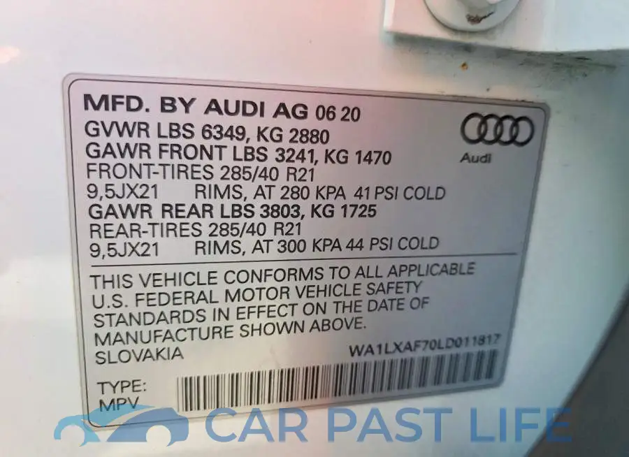 WA1LXAF70LD011817# 13