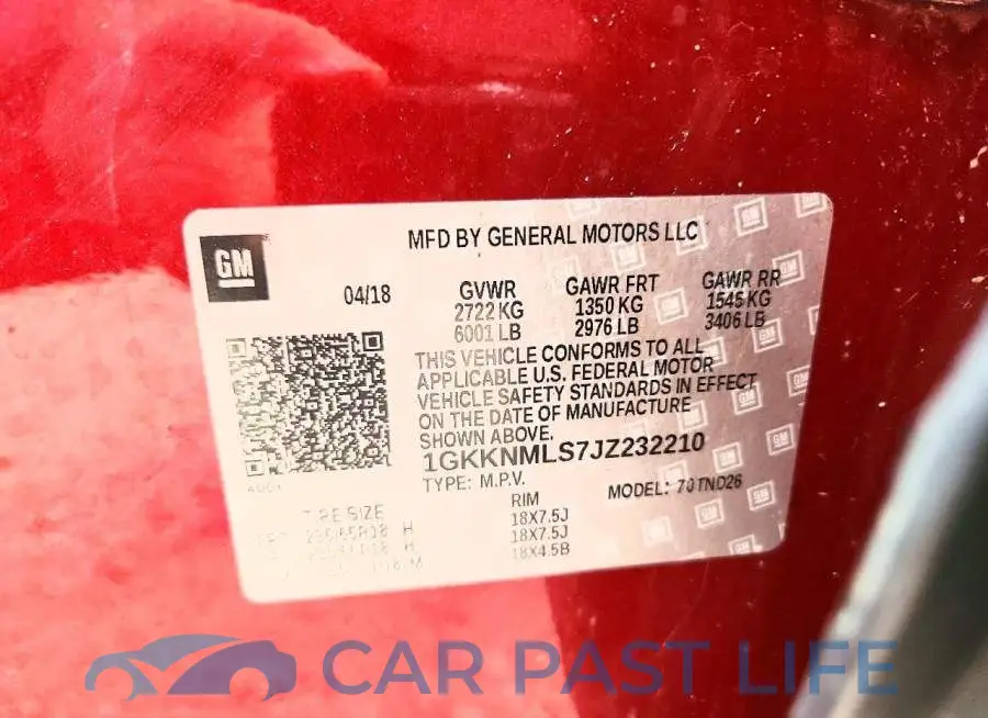 1GKKNMLS7JZ232210# 13