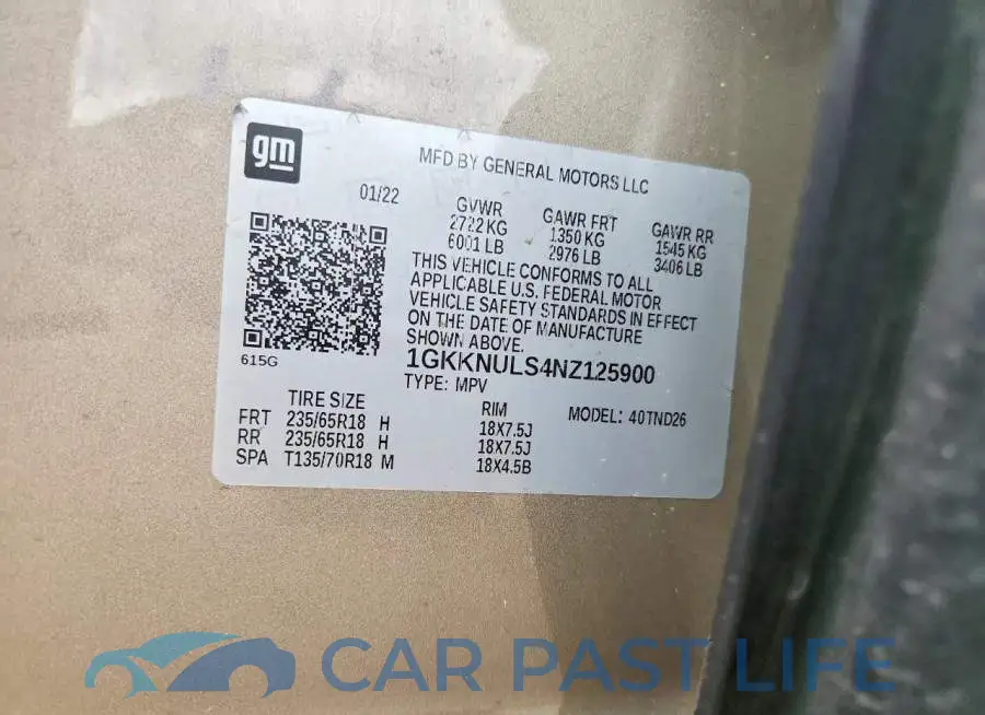 1GKKNULS4NZ125900# 14