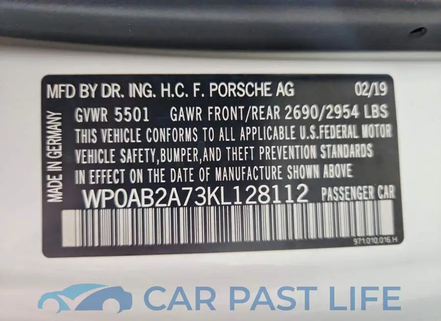 WP0AB2A73KL128112# 13