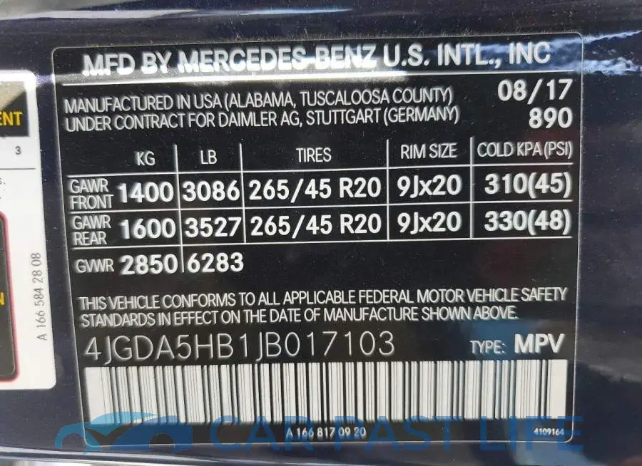 4JGDA5HB1JB017103# 14