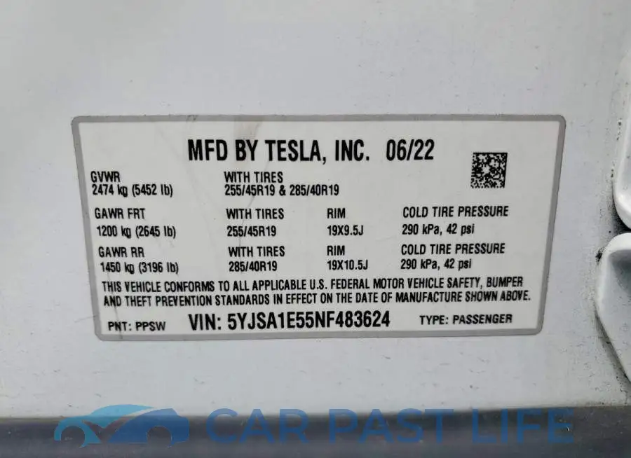 5YJSA1E55NF483624# 12