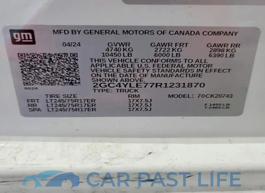 2GC4YLE77R1231870# 12