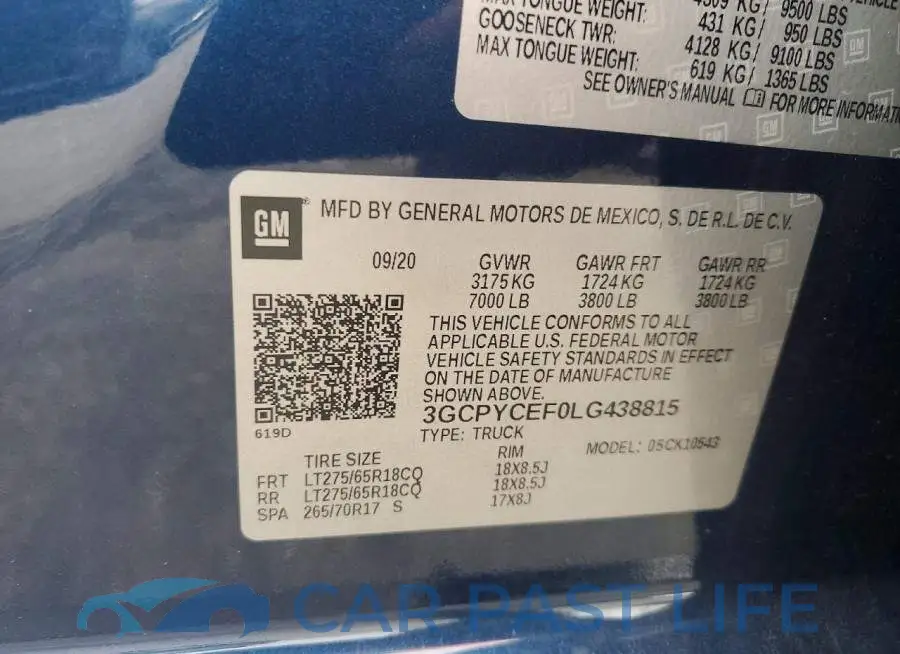 3GCPYCEF0LG438815# 12