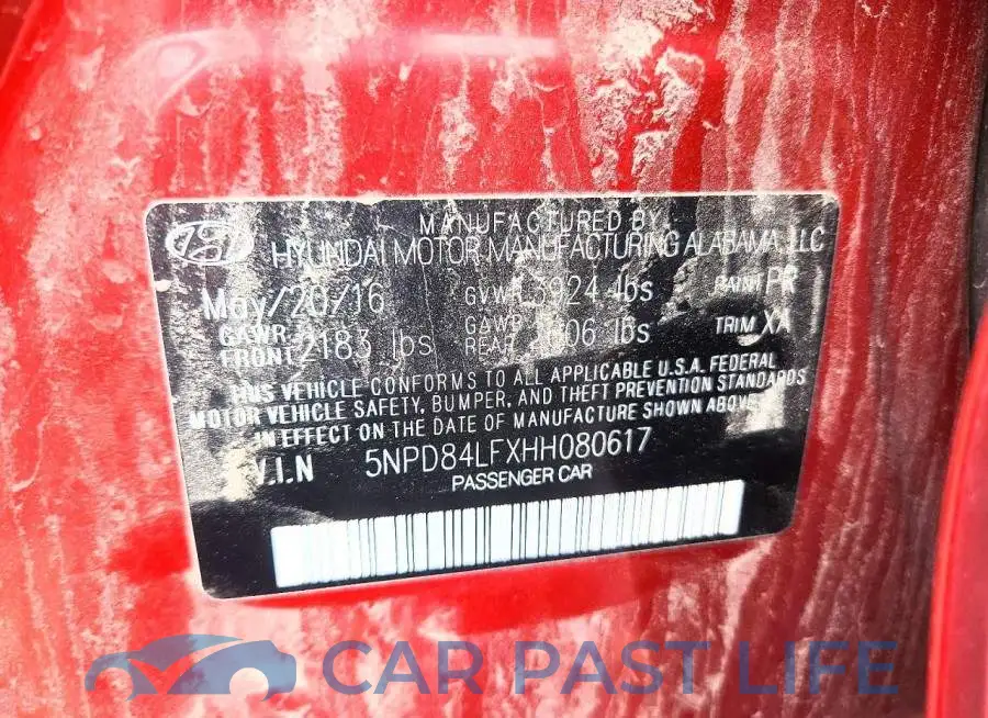 5NPD84LFXHH080617# 12