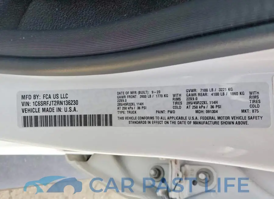 1C6SRFJT2RN136230# 13