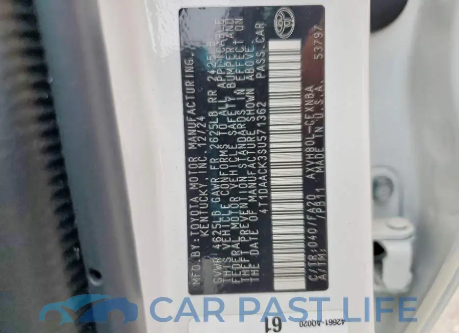 4T1DAACK3SU571362# 12