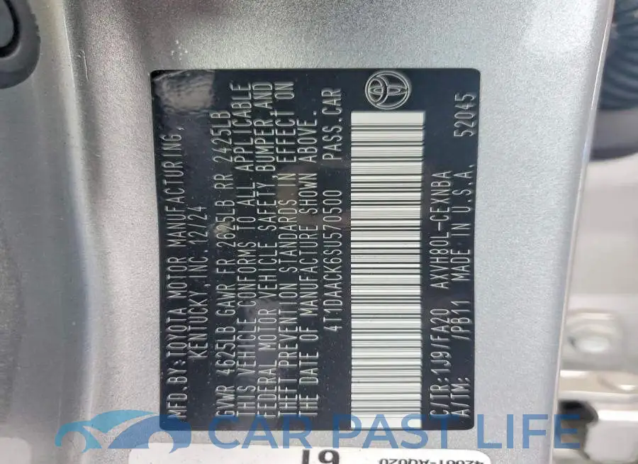 4T1DAACK6SU570500# 12