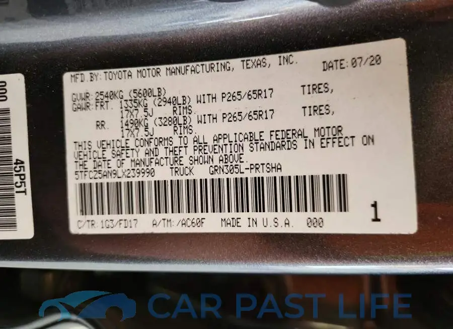 5TFCZ5AN9LX239990# 12