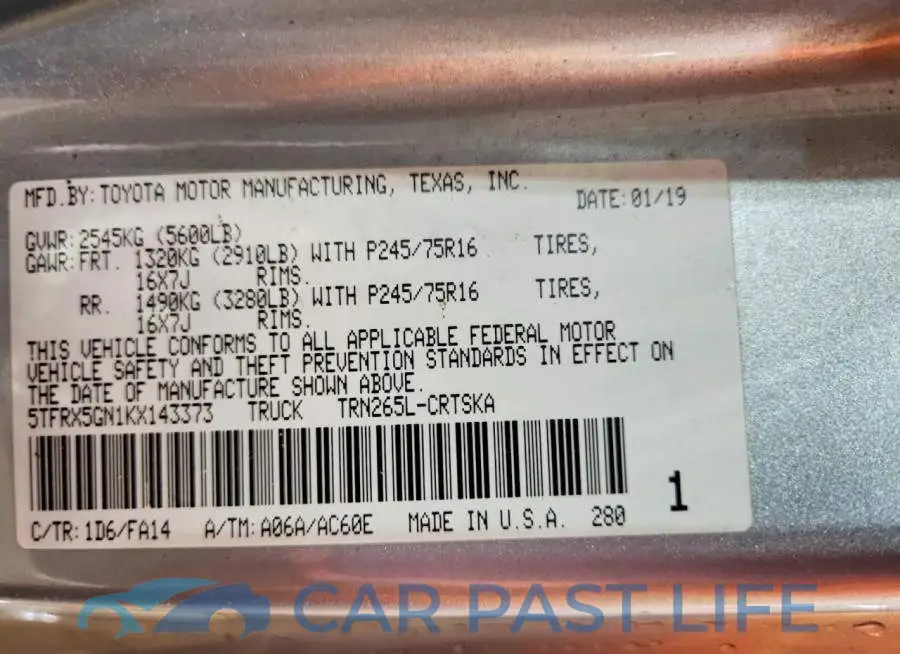 5TFRX5GN1KX143373# 12