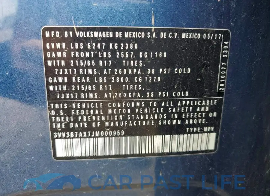 3VV3B7AX7JM000959# 13