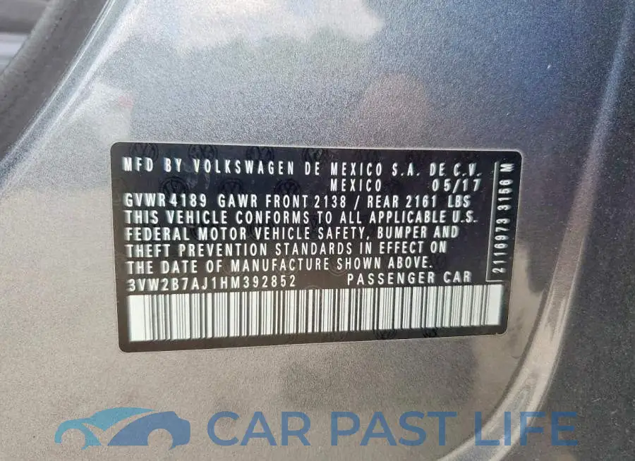 3VW2B7AJ1HM392852# 12