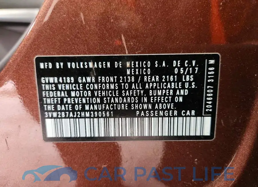 3VW2B7AJ2HM390561# 13
