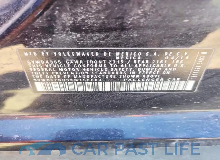 3VW6T7BU3KM190609# 12