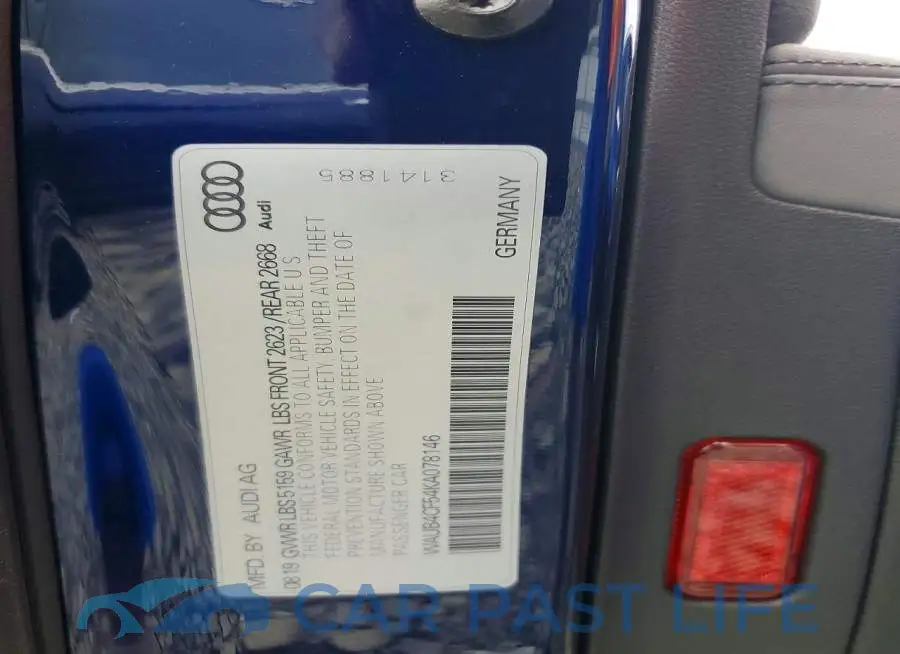 WAUB4CF54KA078146# 12