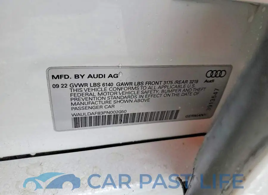 WAULDAF83PN002050# 12