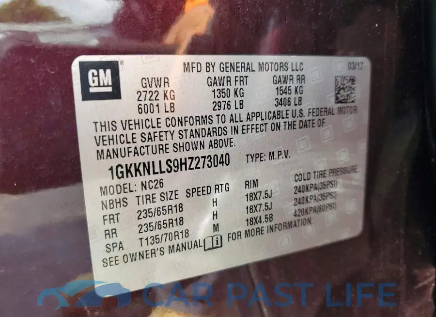 1GKKNLLS9HZ273040# 13