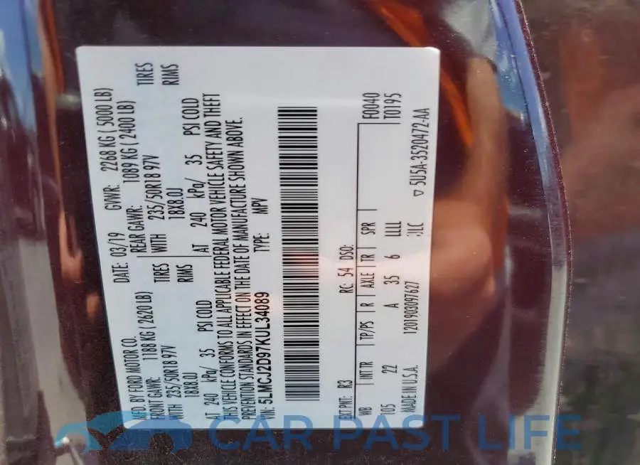 5LMCJ2D97KUL34089# 14