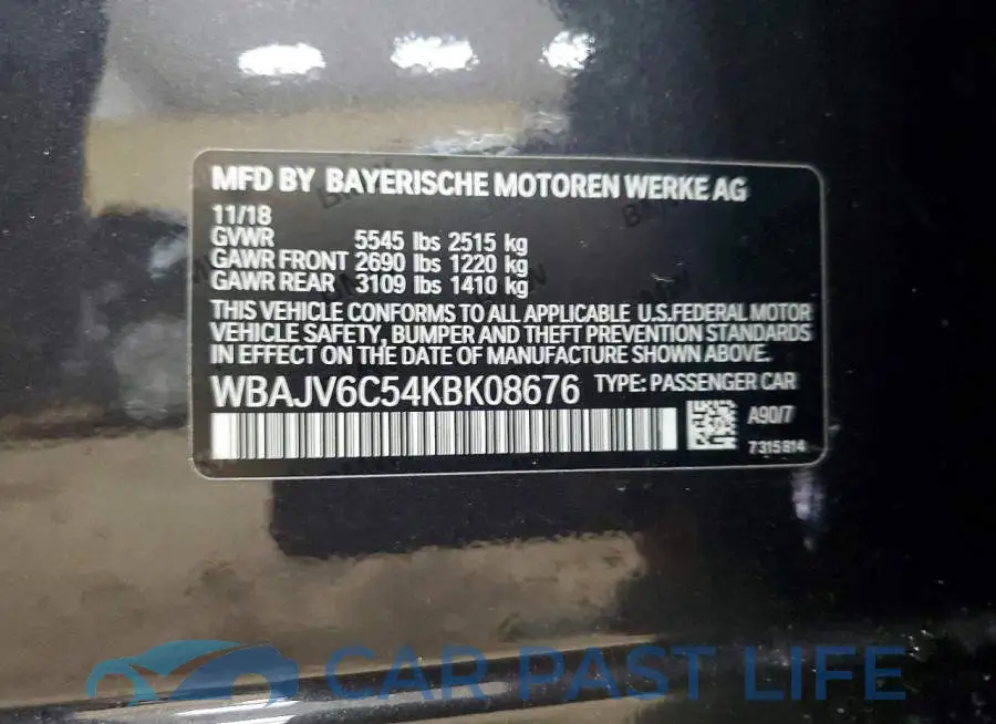 WBAJV6C54KBK08676# 12