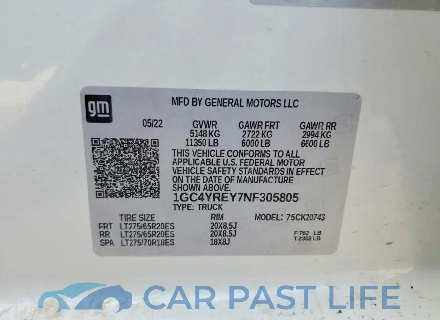 1GC4YREY7NF305805# 12