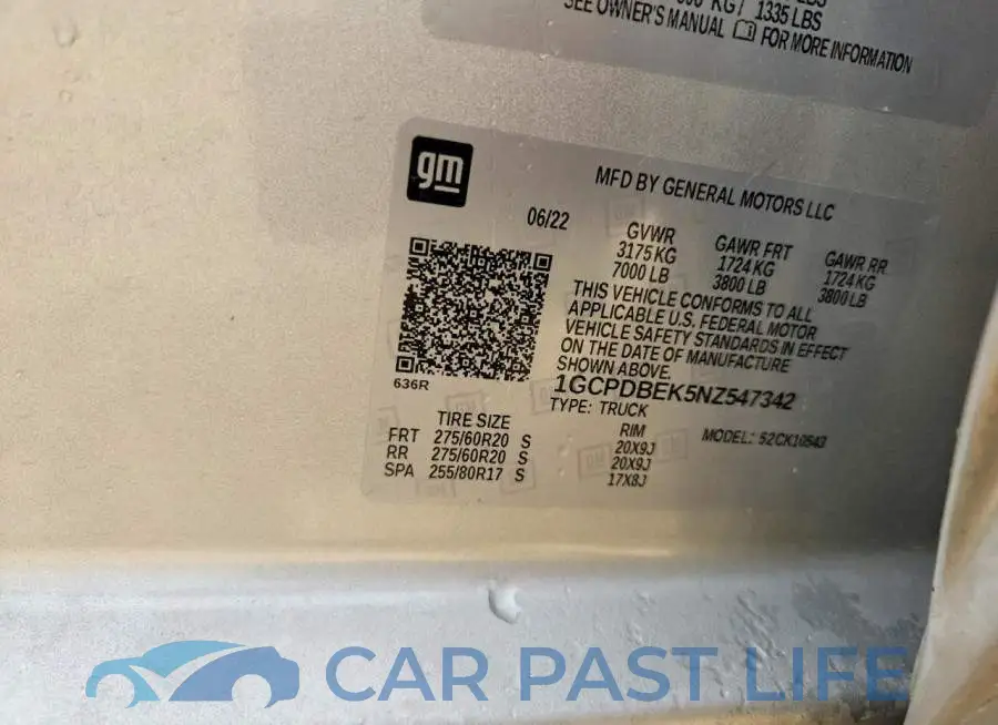 1GCPDBEK5NZ547342# 12