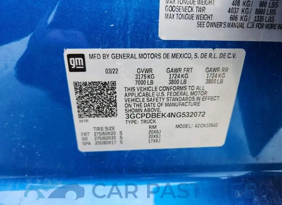 3GCPDBEK4NG532072# 13