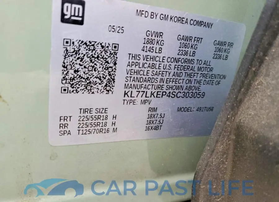 KL77LKEP4SC303059# 13