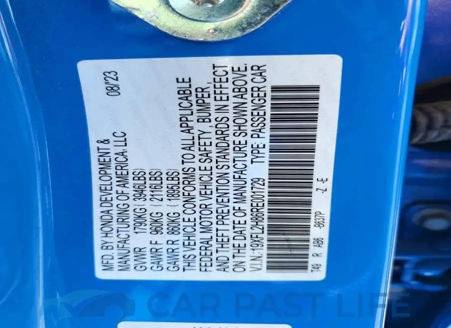 19XFL2H86RE001729# 12