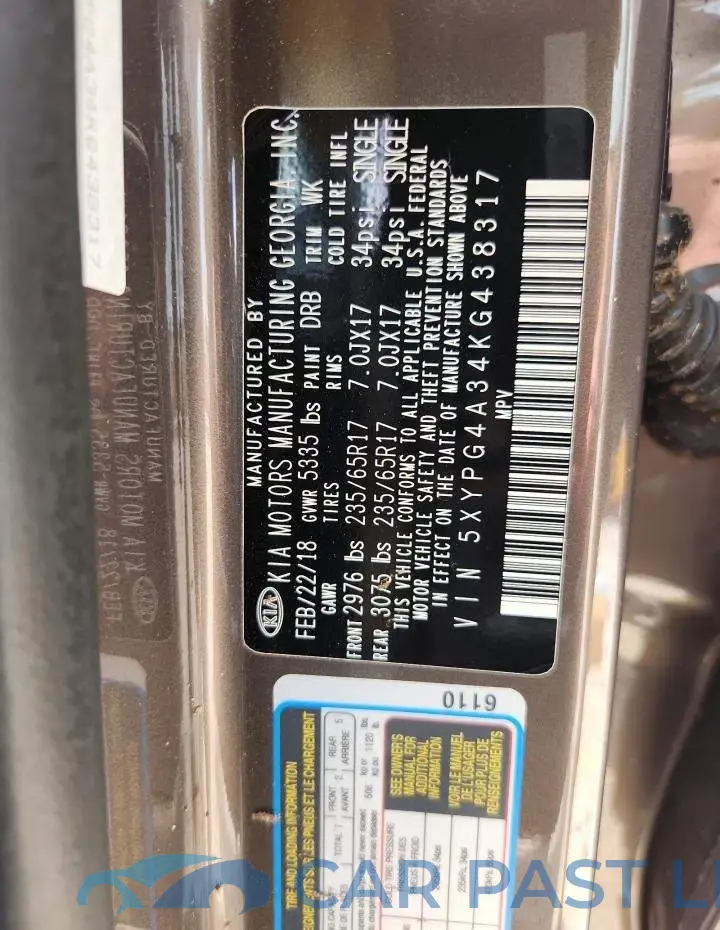 5XYPG4A34KG438317# 13