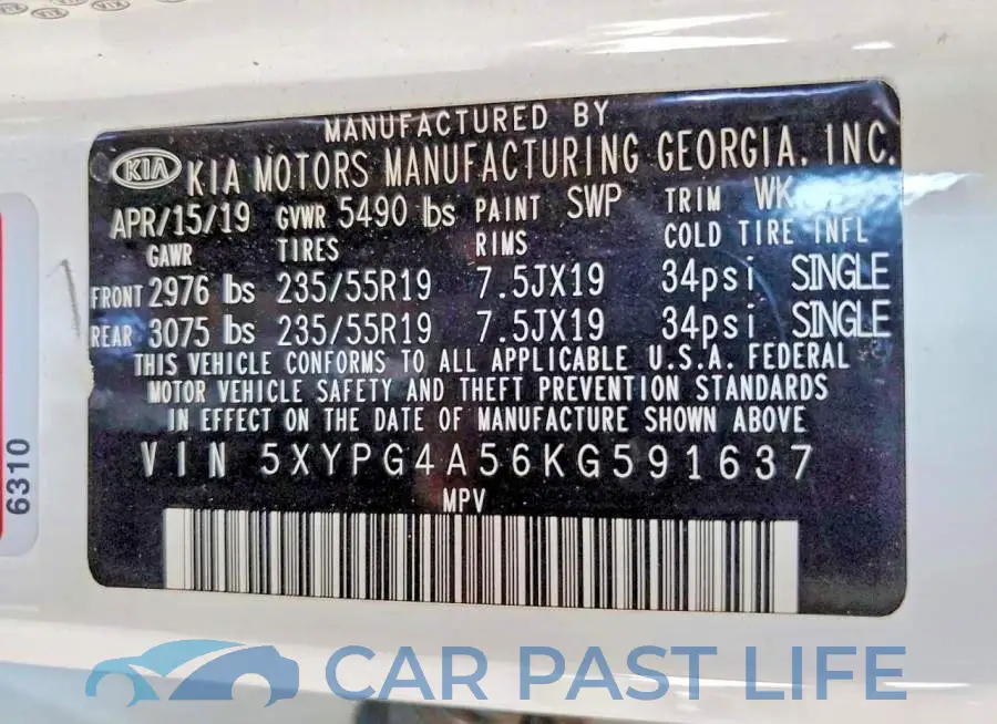 5XYPG4A56KG591637# 12