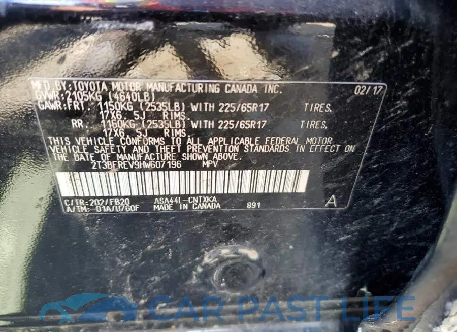2T3BFREV9HW607196# 13