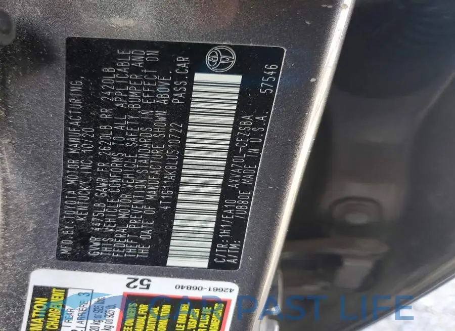 4T1G11AK8LU510722# 12
