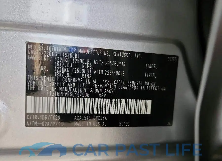 4T3T6RFV8SU197906# 13