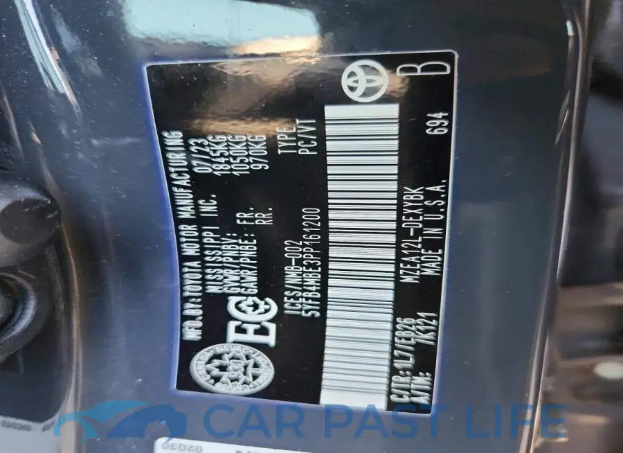 5YFB4MBE3PP161200# 12
