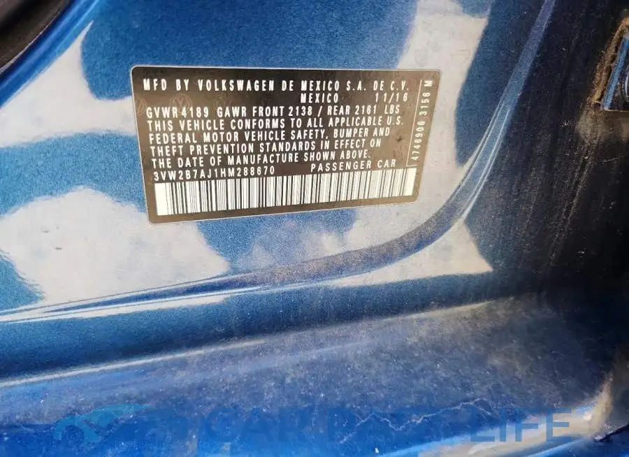 3VW2B7AJ1HM288670# 12