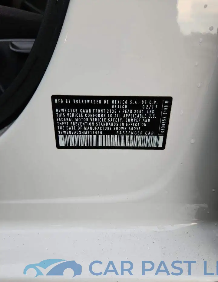 3VW2B7AJ3HM319496# 12