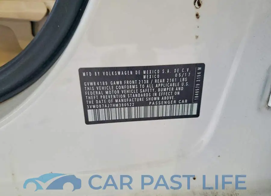 3VWDB7AJ7HM380522# 12