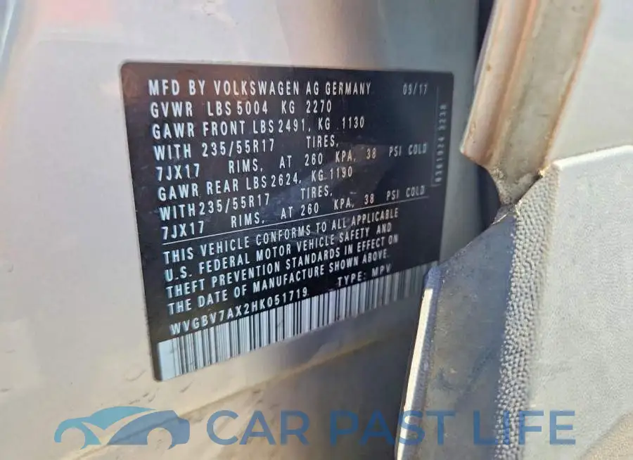 WVGBV7AX2HK051719# 12