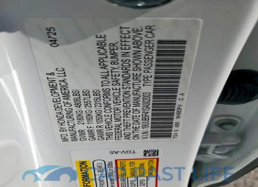 19UUB5F41SA002003# 12